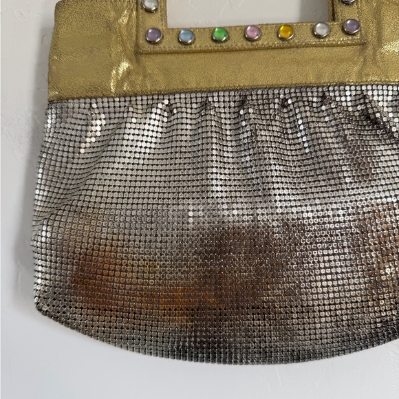 Whiting and Davis Metallic Gold and Silver Mesh Rhinestone Bag - Picture 6 of 8